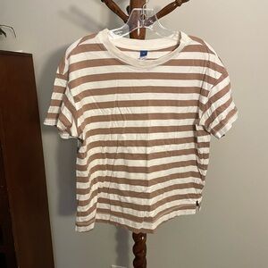 Old Navy Brown and White Striped Tee